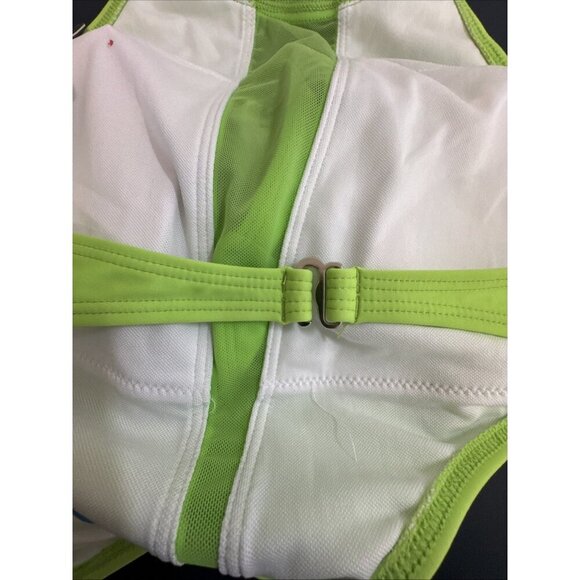 Women's M Cut Out One-Piece Halter Swimsuit Neon Green NWT - Picture 11 of 16